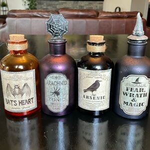 4 Halloween Decor Bottles